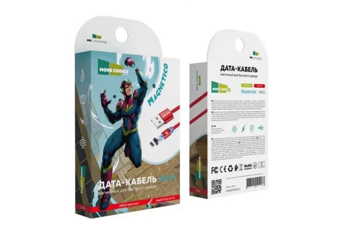 Кабель USB - Lightning More choice K61Si нейлон 2.4A Magnetic 1м (Red)
