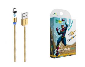 Кабель USB - USB Type-C More choice K61Sa 3.0A Magnetic нейлон 1м (Gold)