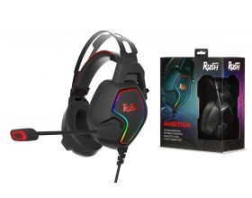 Наушники мониторные проводные Smartbuy RUSH AMBITION SBHG-6000 RGB, метал.оголовье, 50мм динамики (черно-красный)