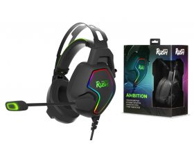 Наушники мониторные проводные Smartbuy RUSH AMBITION SBHG-6200 RGB, метал.оголовье, 50мм динамики (черно-зеленый)