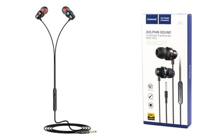 Наушники вакуумные проводные Charome A5 Graphite metal universal (черный)