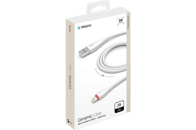 Кабель USB - Lightning Deppa (72291) Apple 8-pin Ceramic (белый) 1м