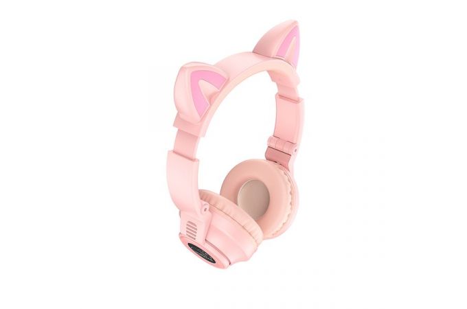 Наушники мониторные беспроводные BOROFONE BO18 Cat ear wireless headset Bluetooth (розовый)