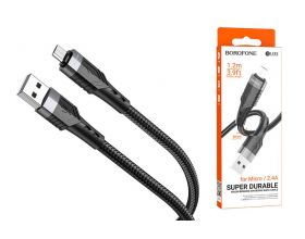 Кабель USB - MicroUSB BOROFONE BU35 Influence 2,4A (черный) 1,2м
