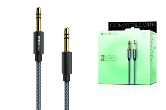 Кабель аудио AUX BOROFONE BL3 AUX 3.5 1 метр серый