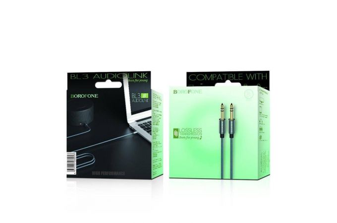 Кабель аудио AUX BOROFONE BL3 AUX 3.5 1 метр серый