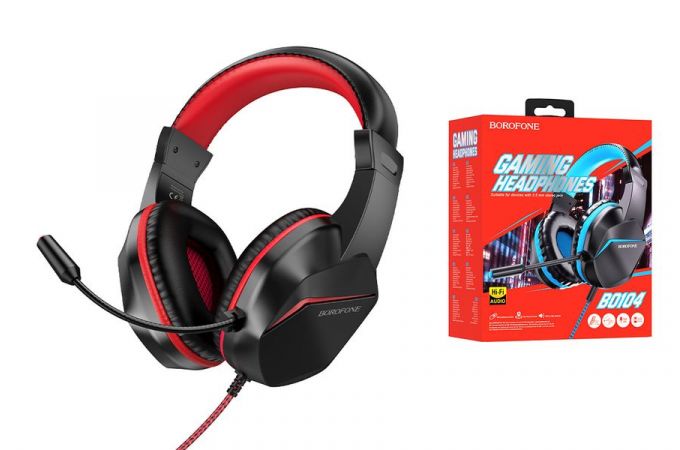 Наушники мониторные проводные с микрофоном BOROFONE BO104 Phantom gaming headphones красный