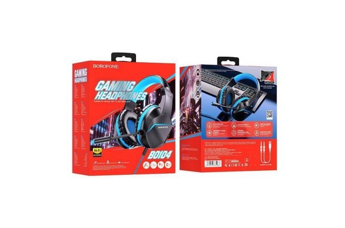 Наушники мониторные проводные с микрофоном BOROFONE BO104 Phantom gaming headphones красный