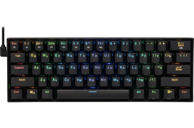 Клавиатура игровая беспроводная Redragon Draconic RU черный RGB/ BT / проводной / OUTEMU Brown / 61 клавиша