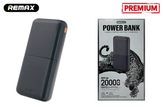 Универсальный дополнительный аккумулятор REMAX RPP-26 20 000 mAh (черный)