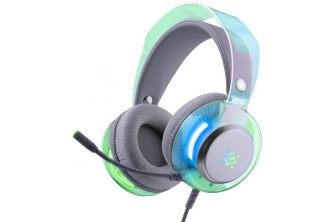 Гарнитура игровая Defender Glitch белый RGB / динамики 50 мм. / кабель2,1 м