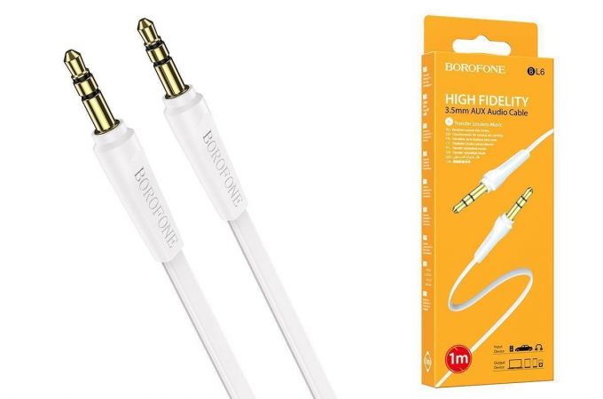 Кабель аудио AUX BOROFONE BL6 AUX 3.5 1 метр белый
