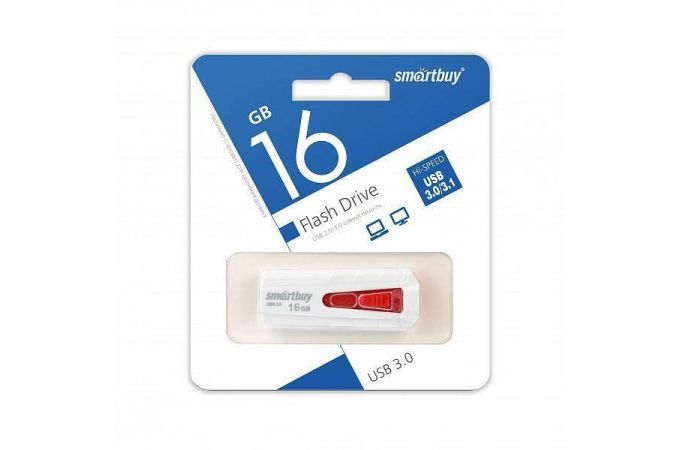 Флешка USB 3.0 Smartbuy 16GB IRON White/Red (SB16GBIR-W3)
