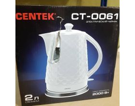 Чайник CENTEK CT-0061 белый повр. упак. 2000Вт, 2 л,супербелая керамика, рельефный корпус