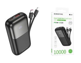 Универсальный дополнительный аккумулятор Power Bank BOROFONE BJ62 Smart 22.5W+PD20W fully compatible power bank 2 кабеля (10000 mAh) (черный)