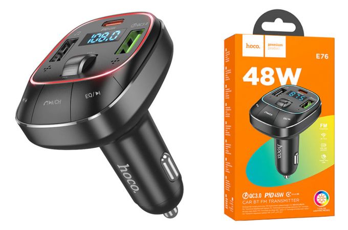 FM-Модулятор HOCO E76 Pole PD45W + QC3.0 car BT FM transmitter