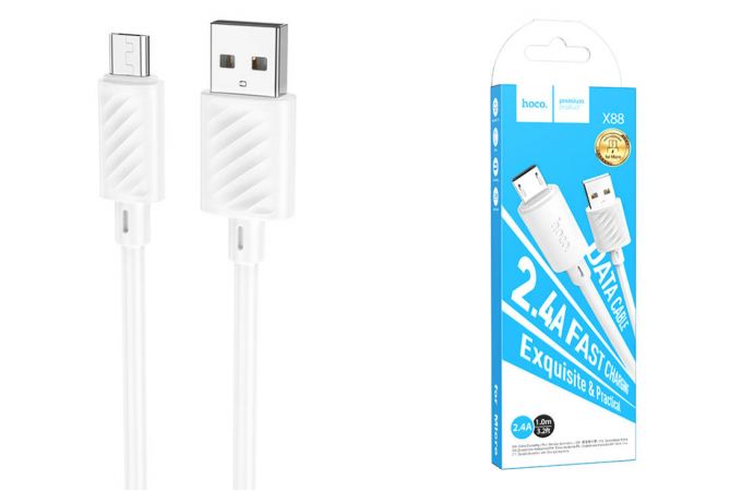 Кабель USB - MicroUSB HOCO X88 (белый) 1м