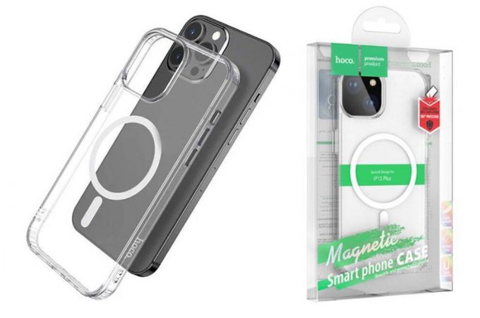 Чехол для телефона iPhone 15 HOCO Magnetic series airbag anti-fall (прозрачный)
