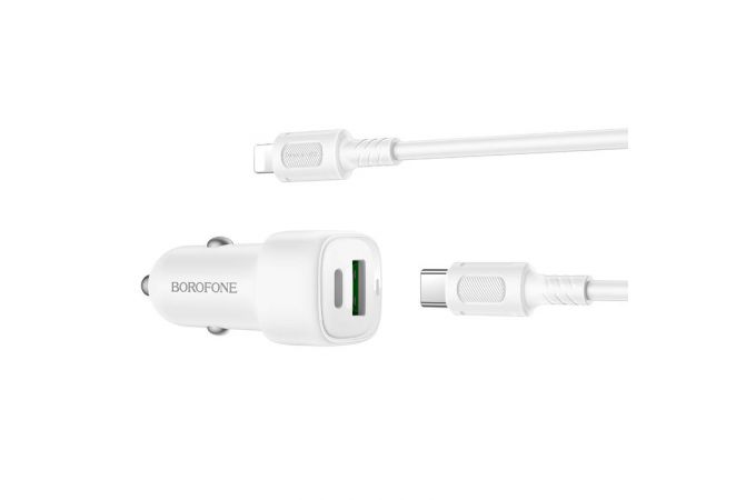 Автомобильное зарядное устройство BOROFONE BZ34B Cloud PD38W (USB - Type-C) с кабелем (Type-C -Lightning) (белый)