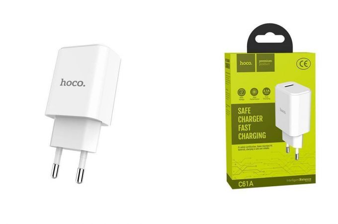 Сетевое зарядное устройство USB HOCO C61A Victoria single port 2400mAh (белый)