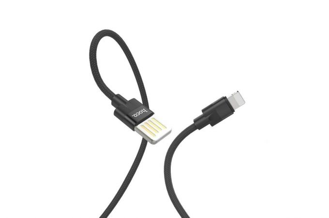 Кабель USB - Lightning HOCO U55 2,4A (черный) 1,2м (в оплетке)