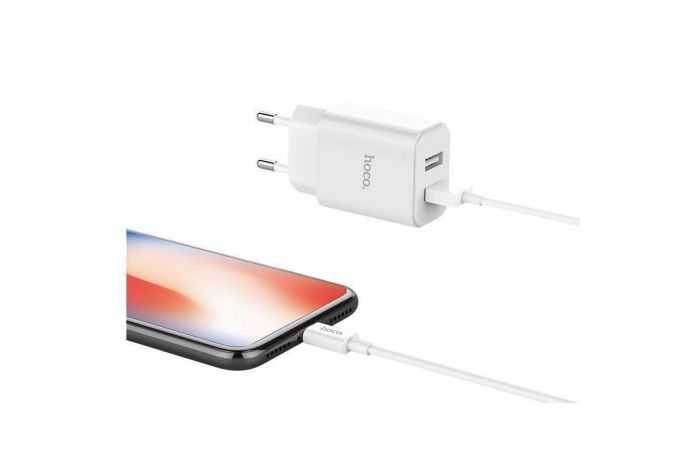 Сетевое зарядное устройство 2USB HOCO C62A Victoria 2400mAh (белый)