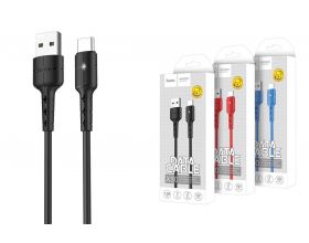 Кабель USB - MicroUSB HOCO X30 2,4A (черный) 1,2м (усиление сгиба)