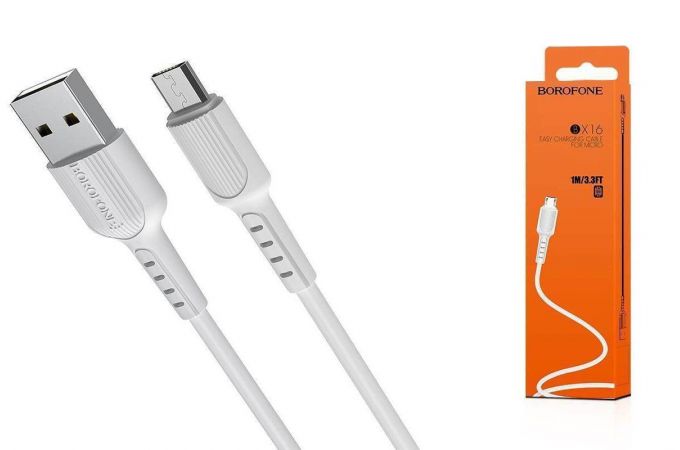 Кабель USB - MicroUSB BOROFONE BX16 2A (белый) 1м