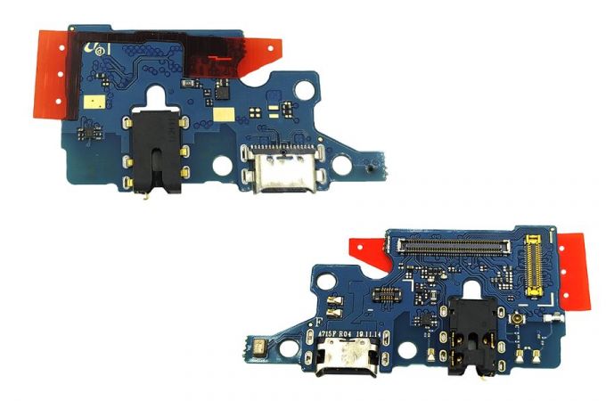 Шлейф для Samsung A715F Galaxy A71 с разъемом зарядки + разъем гарнитуры (плата)
