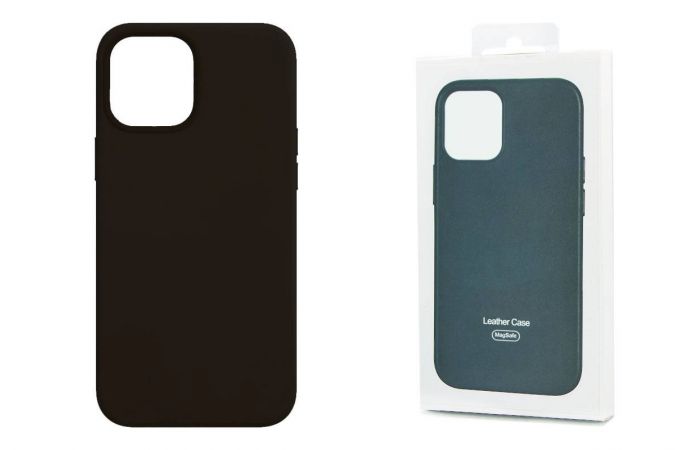 Чехол для iPhone 12 Pro Max (6,7) Leather Case полуночный (черный)