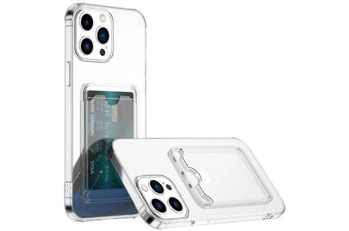 Чехол NEYPO Poket iPhone 13 Pro Max силиконовый с кармашком прозрачный