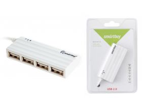 Разветвитель USB HUB 2.0 Хаб Smartbuy 6810, 4 порта, белый (SBHA-6810-W)