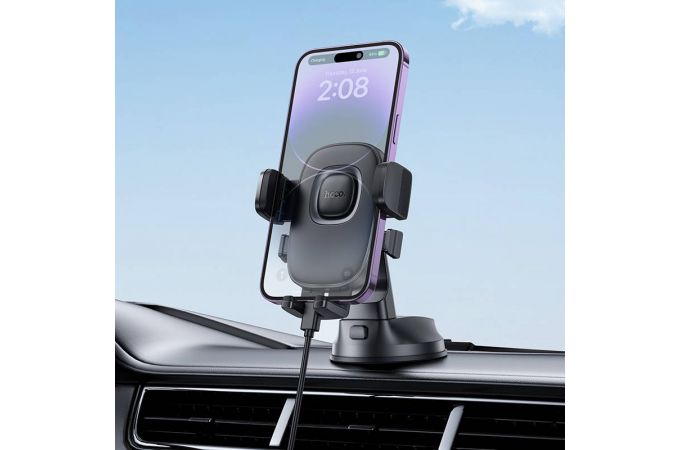 Держатель автомобильный для телефона HOCO H76 Crown с одной кнопкой на консоль черный