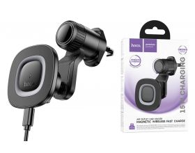 Держатель автомобильный для телефона HOCO HW30 Crown магнитный с беспроводной зарядкой на панель черный