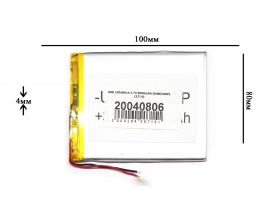 Универсальный аккумулятор 100x80x4 3.7V 6000mAh (4080100P)