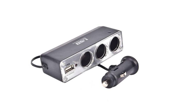 Разветвитель прикуривателя в авто TDS TS-CAU23 (3+USB)