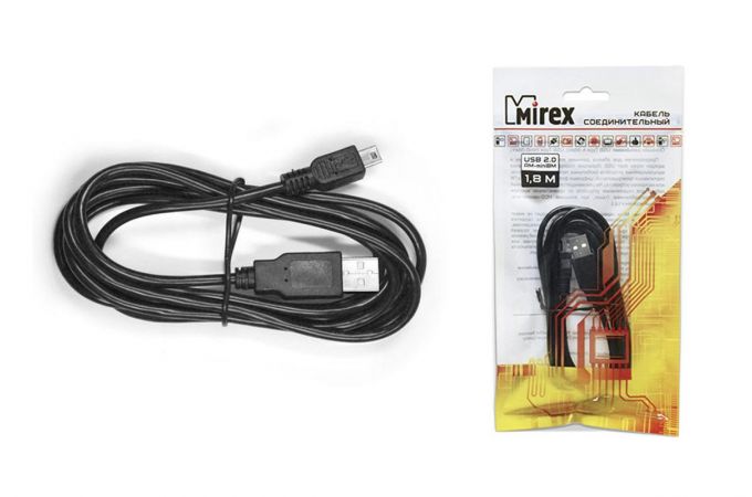 Кабель MiniUSB 2.0 Mirex Type-A (M) --> USB2.0 Mini-B (M) (13700-AMMIN18B) (1/43-1) 1,8м (черный)