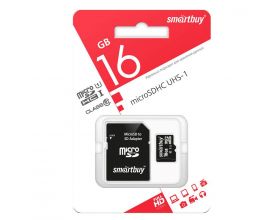 Карта памяти microSDHC Smartbuy 16 GB UHS-I COMPACT (class 10) с адаптером (SB16GBSDCL10-01_С)