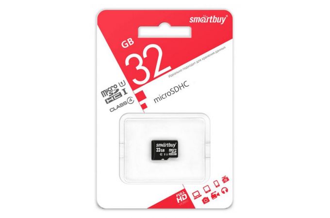 Карта памяти microSDHC Smartbuy 32 GB (class 4) без адаптера (SB32GBSDCL4-00)