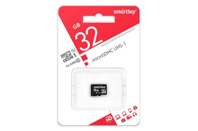 Карта памяти microSDHC Smartbuy 32 GB UHS-I (сlass 10) без адаптера (SB32GBSDCL10-00)