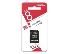 Карта памяти microSDHC Smartbuy 8 GB COMPACT (class 10) с адаптером (SB8GBSDCL10-01_С)