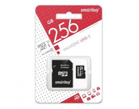 Карта памяти microSDXC Smartbuy 256 GB PERFOMANCE Class 10 UHS-1 (с адаптером SD) (SB256GBSDCL10-01)