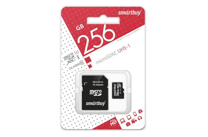 Карта памяти microSDXC Smartbuy 256 GB PERFOMANCE Class 10 UHS-1 (с адаптером SD) (SB256GBSDCL10-01)