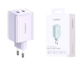 Сетевое зарядное устройство USB THREEKEY TK-111 (EU) Intelligent Shunt 35w Dual TYPE-C Port Gallium Nitride Charger (фиолетовый) (LUX от XO)