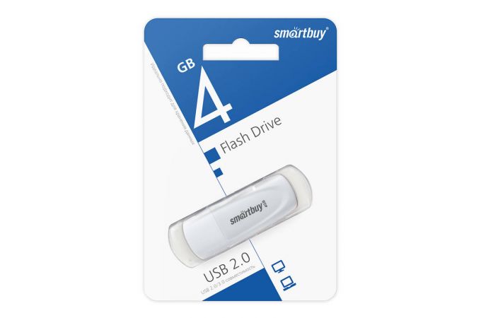 Флешка USB 2.0 SmartBuy 4 GB Scout White (SB004GB2SCW)