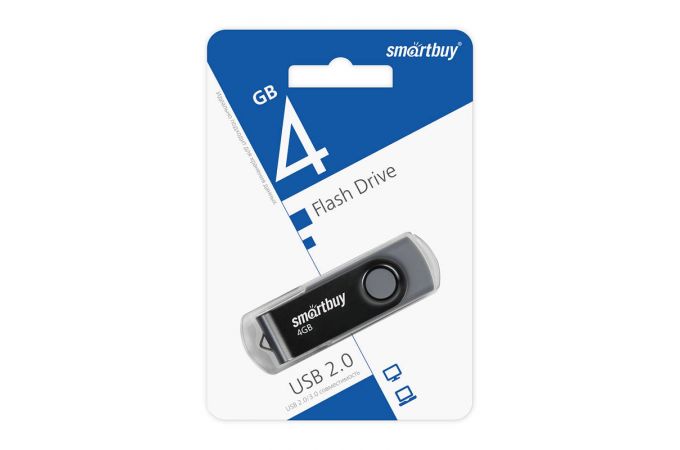 Флешка USB 2.0 SmartBuy 4 GB Twist Black (SB004GB2TWK)