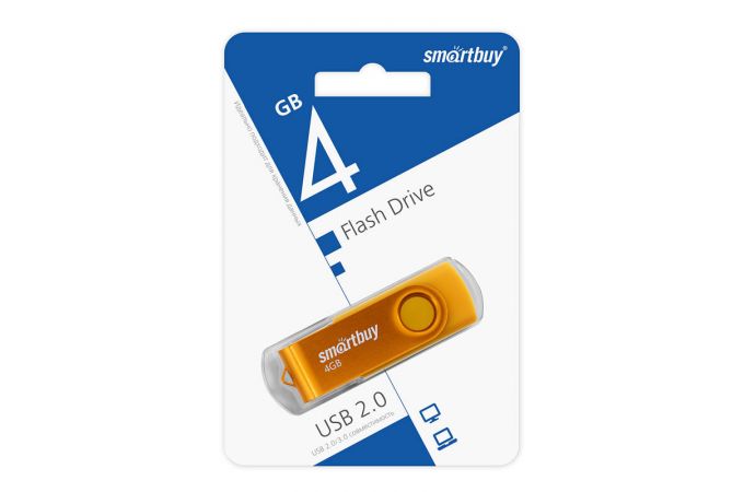 Флешка USB 2.0 SmartBuy 4GB UFD Twist Yellow (SB004GB2TWY)