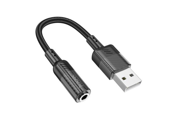 Адаптер для проводной гарнитуры HOCO LS37 Spirit transparent digital audio converter USB  to 3.5mm (черный)
