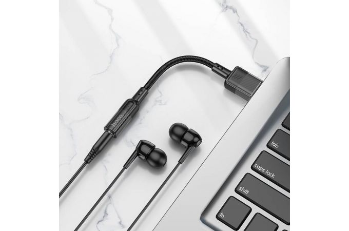 Адаптер для проводной гарнитуры HOCO LS37 Spirit transparent digital audio converter USB  to 3.5mm (черный)