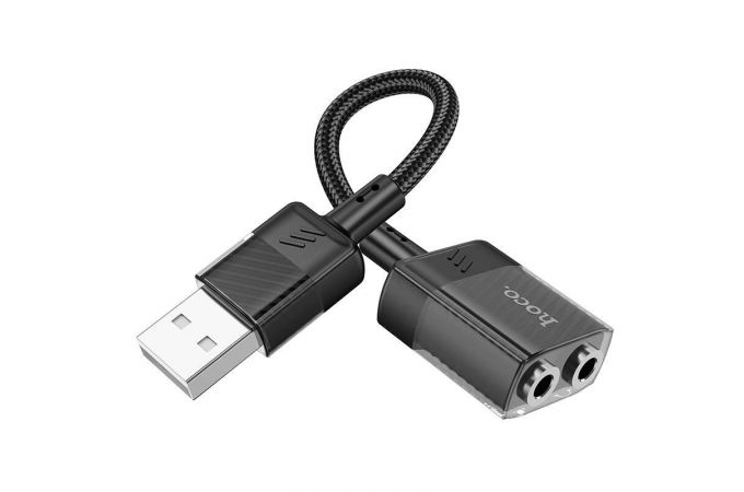 Адаптер для проводной гарнитуры HOCO LS37 Spirit transparent digital audio converter USB  to  2 / 3.5mm (черный)